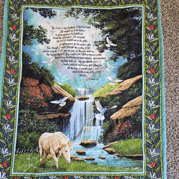 Spring Industries Psalm Wall Hanging Fabric Panel #9757 Horse Doves 42" x 32" - Picture 8 of 8